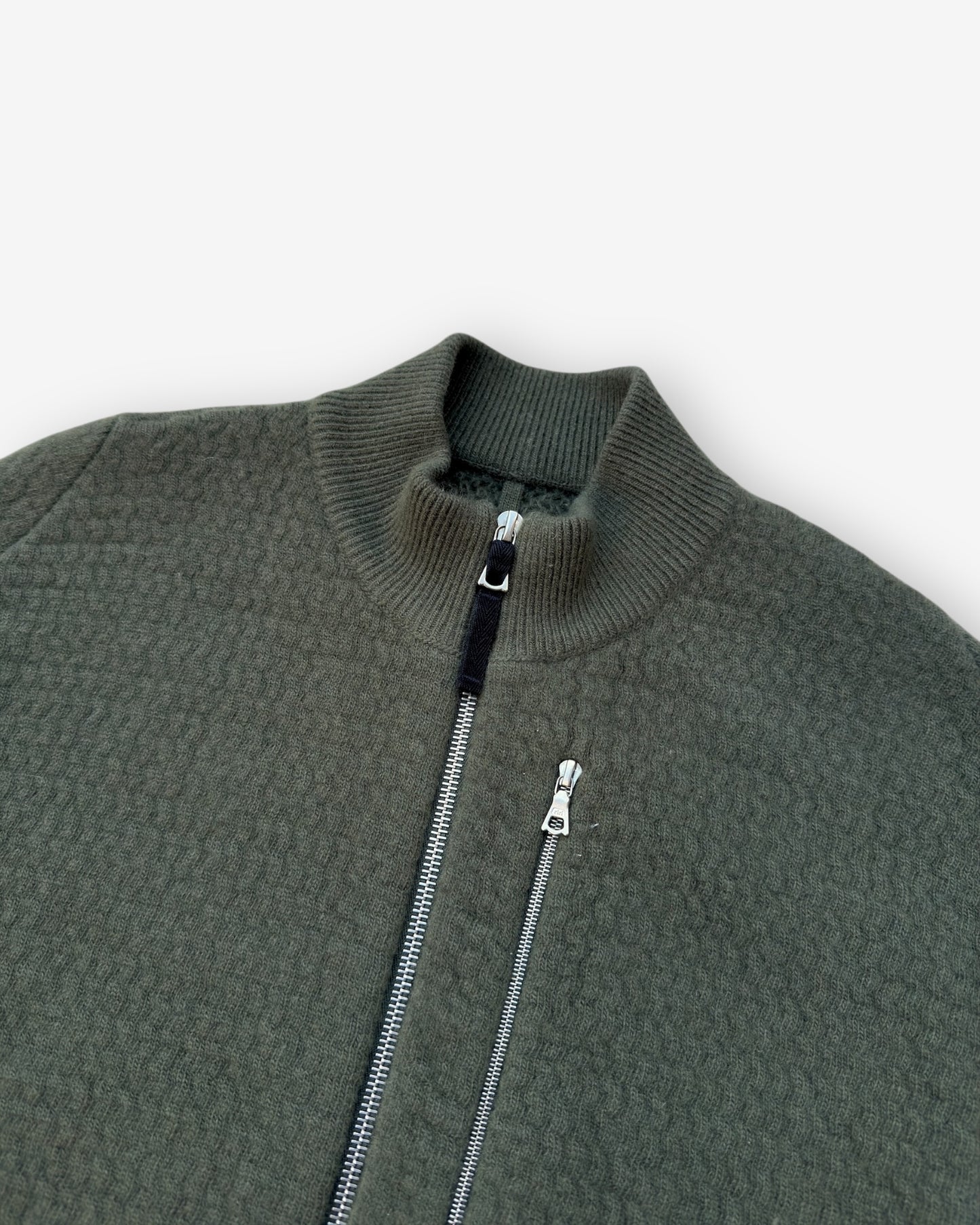 Cashmere/Merino Honeycomb Knitted Zip Jacket